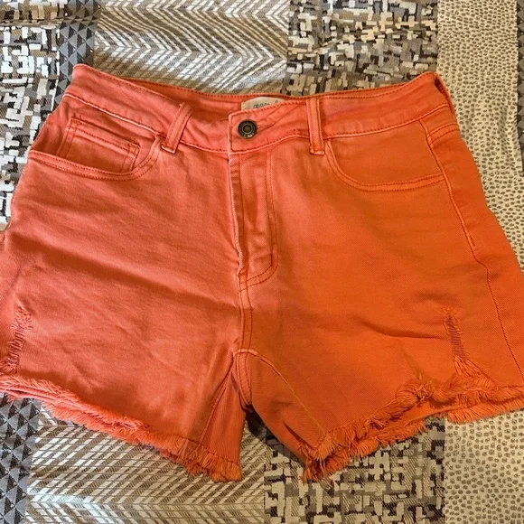 Grace & Lace Vibrant Coral Jean Shorts - Picture 5 of 8